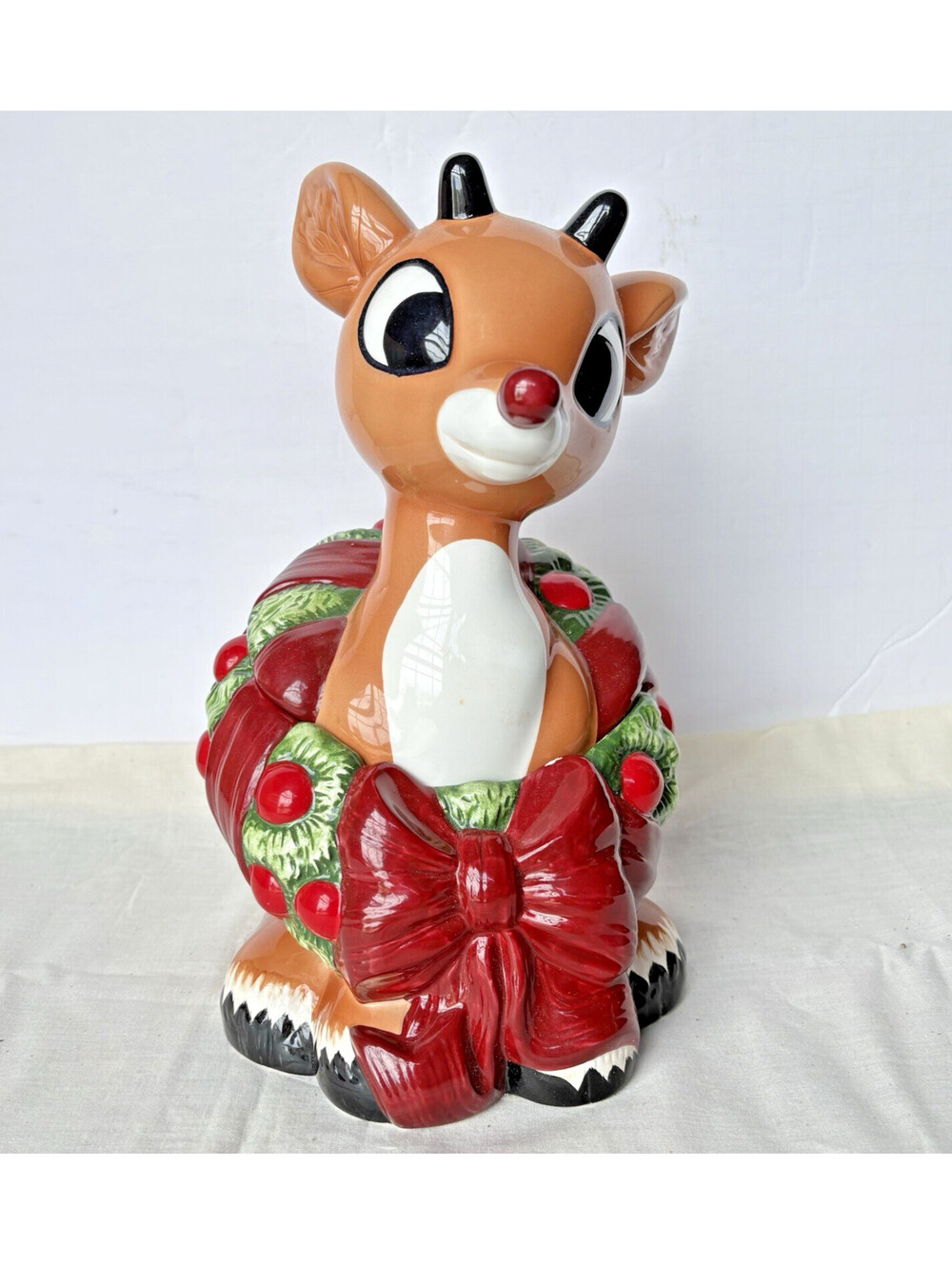 Vintage Rudolph the Red Nosed Reindeer Cookie Jar Island of Misfit Toys In Box